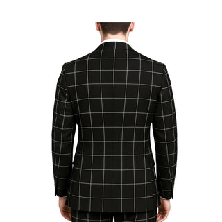 Vested Black Plaid Modern Fit Notch Suit