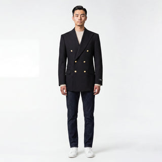 Joseph Michael Black Double Breasted Blazer — Gold Buttons