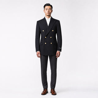 Joseph Michael Black Double Breasted Blazer — Gold Buttons