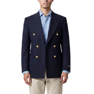 Joseph Michael Navy Double Breasted Blazer — Gold Buttons