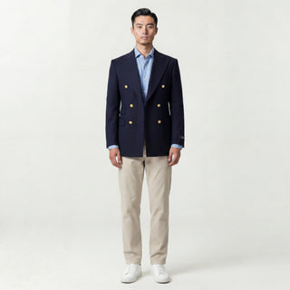 Joseph Michael Navy Double Breasted Blazer — Gold Buttons
