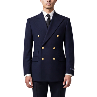 Joseph Michael Navy Double Breasted Blazer — Gold Buttons