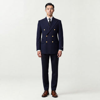 Joseph Michael Navy Double Breasted Blazer — Gold Buttons