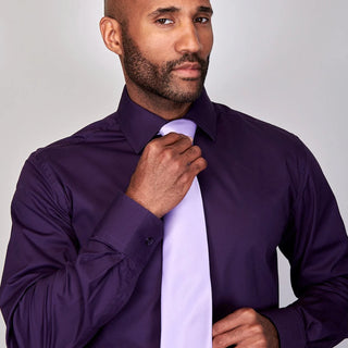 Poplin | Button Cuff | 100% Cotton | Blackberry