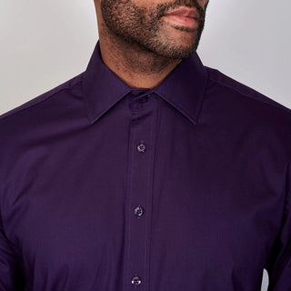 Poplin | Button Cuff | 100% Cotton | Blackberry