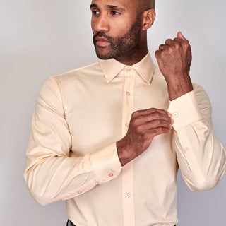 Poplin | Button Cuff | 100% Cotton | Peach