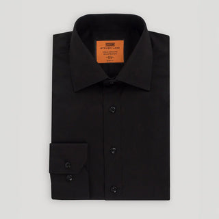 4 Way Stretch Travel Shirt | Barrel Cuff | Point Collar | Black