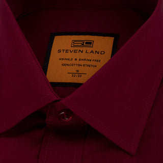 Poplin | Button Cuff | 100% Cotton | Burgundy