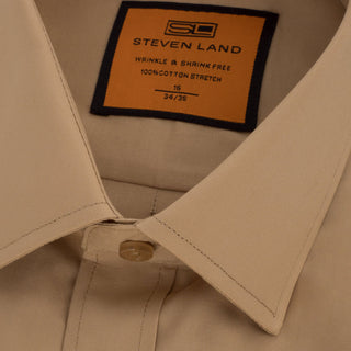 Poplin | Button Cuff | 100% Cotton | Khaki