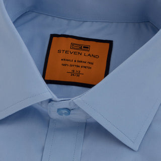 Poplin | Button Cuff | 100% Cotton | Light Blue