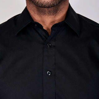 Poplin | Hidden Placket | Cutaway Collar | French Cuff | Black