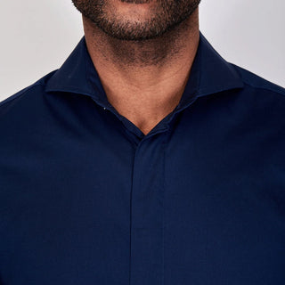 Poplin | Hidden Placket | Cutaway Collar | French Cuff | Midnight Blue