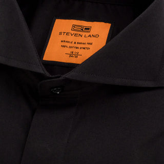 Poplin | Hidden Placket | Cutaway Collar | French Cuff | Black