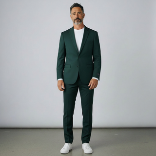 Joseph Michael 4-Way Stretch Knit Suit Bottle Green - Detail View