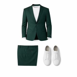 Joseph Michael 4-Way Stretch Knit Suit Bottle Green - Close Up