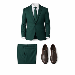 Joseph Michael 4-Way Stretch Knit Suit Bottle Green - Back View