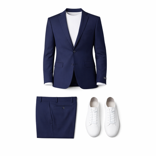 Joseph Michael 4-Way Stretch Knit Suit Navy - Close Up