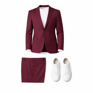 Joseph Michael 4-Way Stretch Knit Suit Burgundy - Close Up