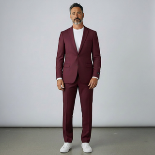 Joseph Michael 4-Way Stretch Knit Suit Burgundy - Detail View