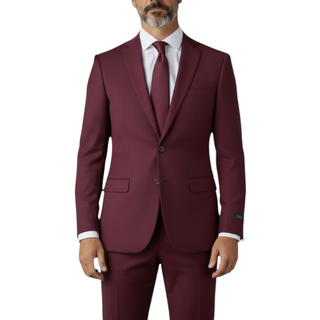 Joseph Michael 4-Way Stretch Knit Suit Burgundy - Front View