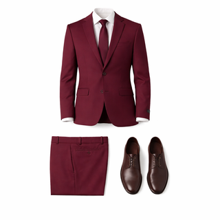 Joseph Michael 4-Way Stretch Knit Suit Burgundy - Back View