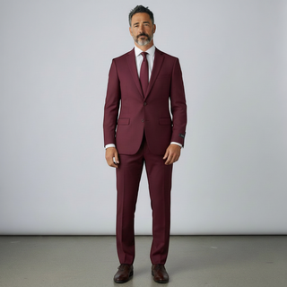 Joseph Michael 4-Way Stretch Knit Suit Burgundy - Side View