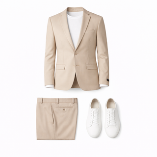 Joseph Michael 4-Way Stretch Knit Suit Khaki - Detail View