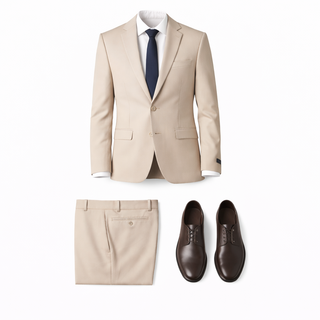 Joseph Michael 4-Way Stretch Knit Suit Khaki - Back View