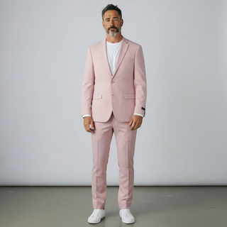 Joseph Michael 4-Way Stretch Knit Suit Pink - Detail View
