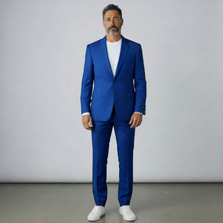 Joseph Michael Men's Royal Blue 4-Way Stretch Adjustable Waist Knit Suit