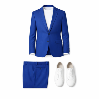Joseph Michael Men's Royal Blue 4-Way Stretch Adjustable Waist Knit Suit