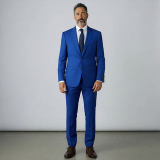 Joseph Michael Men's Royal Blue 4-Way Stretch Adjustable Waist Knit Suit