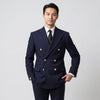 Joseph Michael Navy Modern Fit Double Breasted Blazer — Gold Buttons