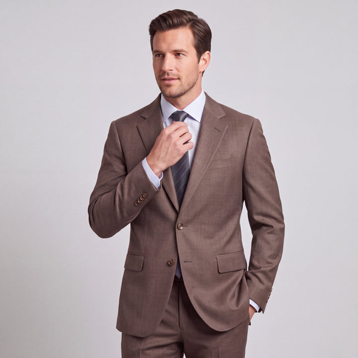 Kensington Sharkskin Suit in Brown