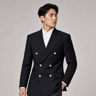 Joseph Michael Black Modern Fit Double Breasted Blazer — Gold Buttons