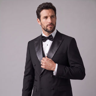 Men's 3-Piece Double Breasted Tuxedo - Black