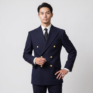 Joseph Michael Navy Modern Fit Double Breasted Blazer — Gold Buttons