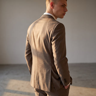 Joseph Michael Men's Brown Modern Fit Sharkskin Suit - Notch Lapel - alternate view
