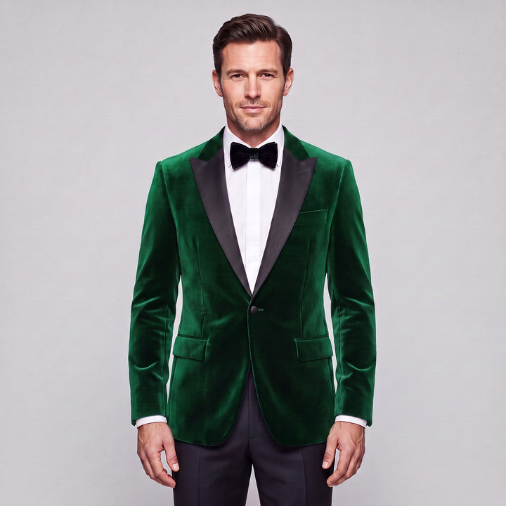 Joseph Michael Men's Emerald Stretch Slim Fit Velvet Blazer