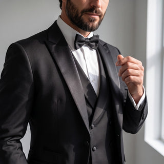 Joseph Michael 3-Piece Vested Peak Lapel Tuxedo - Black