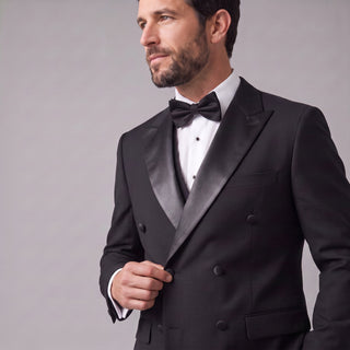 Men's 3-Piece Double Breasted Tuxedo - Black