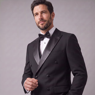 Men's 3-Piece Double Breasted Tuxedo - Black
