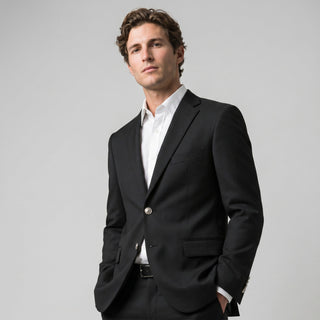 Joseph Michael Black Modern Fit 2 Button Notch Lapel Blazer — Silver Buttons