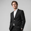 Joseph Michael Black Modern Fit 2 Button Notch Lapel Blazer — Silver Buttons