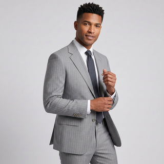 Joseph Michael Men's Light Grey Modern Fit Pinstripe Suit — Notch Lapel