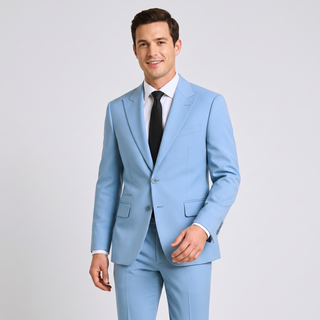 Ideal Men's Powder Blue 4-Way Stretch 2-Piece Slim Fit Suit — Peak Lapel
