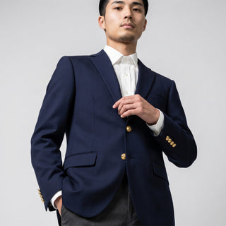 Joseph Michael Navy Modern Fit 2 Button Notch Lapel Blazer — Gold Buttons