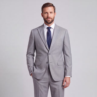 Men's Light Grey 4-Way Stretch 2-Piece Slim Fit Suit - Peak Lapel