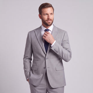 Men's Light Grey 4-Way Stretch 2-Piece Slim Fit Suit - Peak Lapel