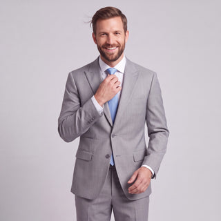 Men's Light Grey 4-Way Stretch 2-Piece Slim Fit Suit - Peak Lapel